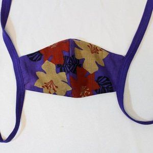 Purple Floral - Three Layer Reusable Washable Cotton Face Mask with Filter Pocke